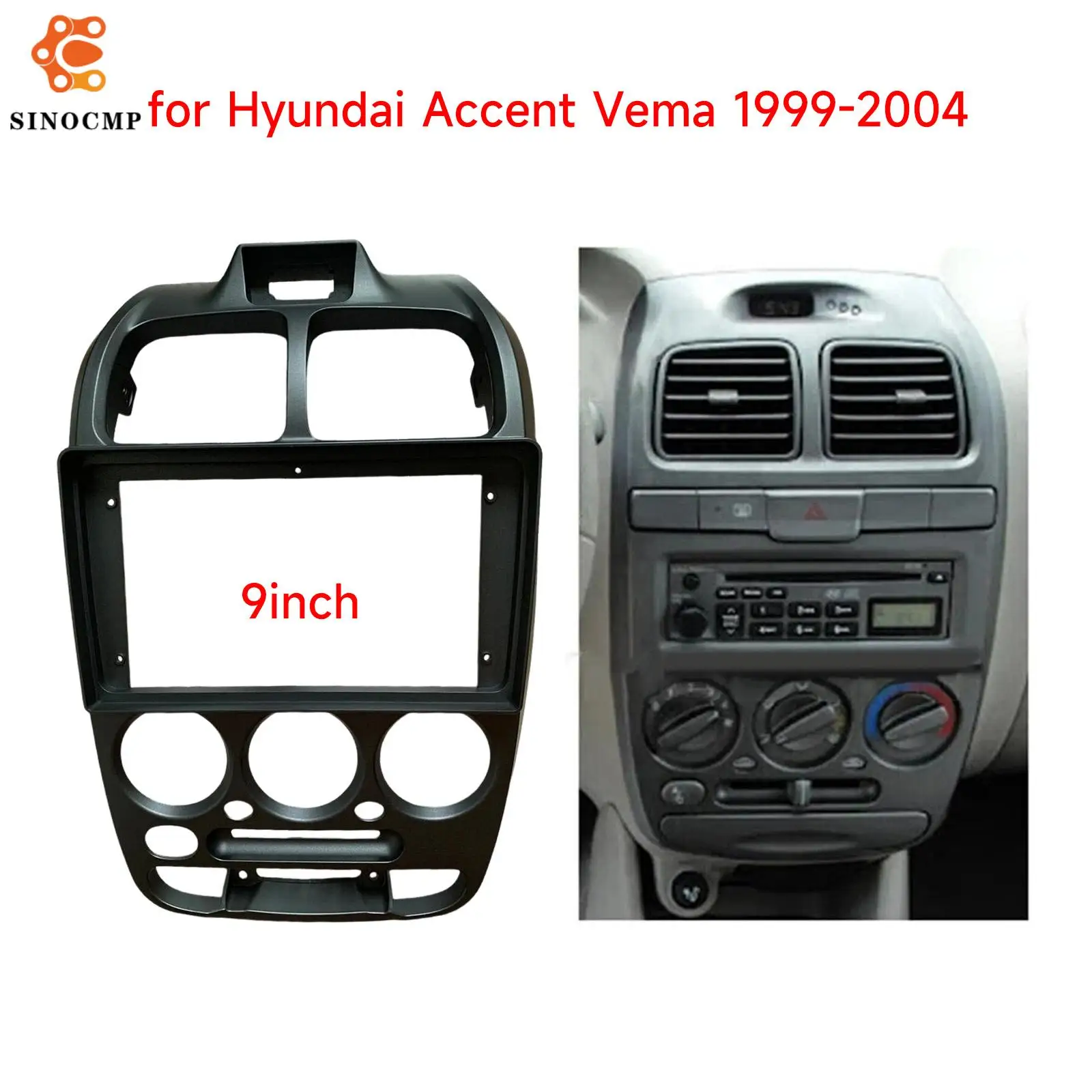 

9-дюймовая автомобильная рама, лицевая панель, накладка на приборную панель для Hyundai Verna Accent 1999-2012, аксессуары для салона автомобиля