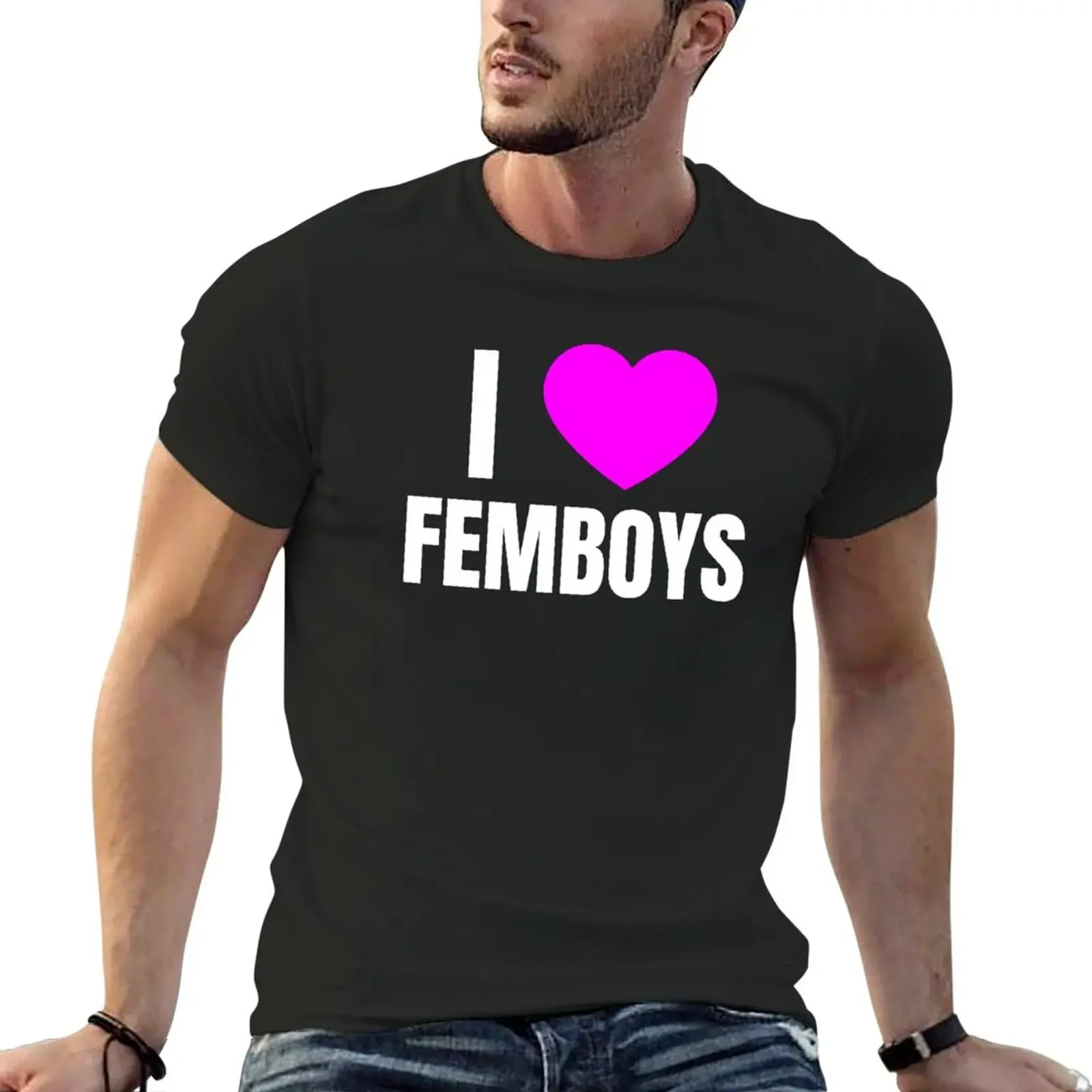 I love Femboys T-Shirt T-shirt for a boy cute clothes plus size tops T-shirt men