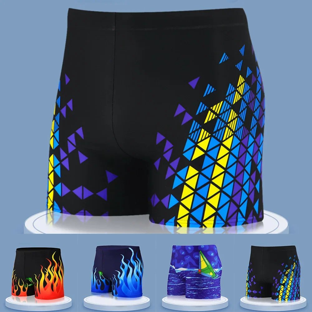 Beach Party Poolside Leisure A B Men Swimming Shorts Printed Swim Trunks Average Size Swimwear Breathable Swim Shorts