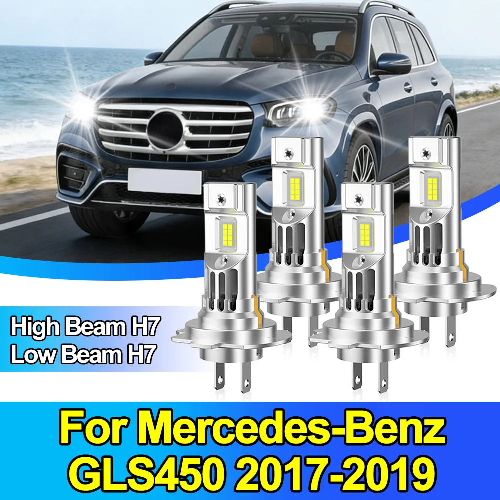 

H7 Led Headlight Bulb Kit Car Front Light Bulbs High Low Beam 200W Super-Bright 6500k For Mercedes-Benz GLS450 2017 2018 2019