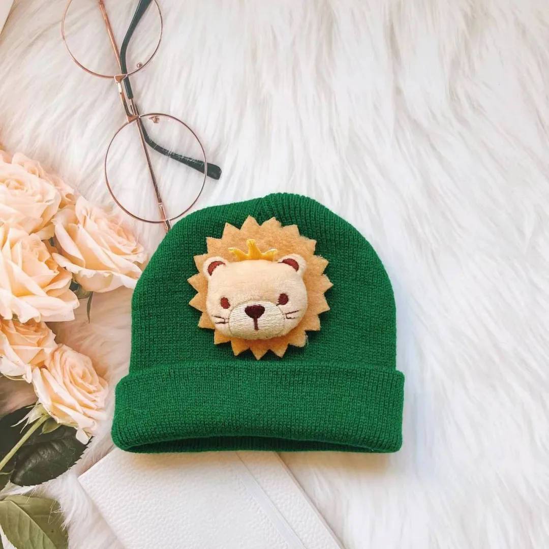 Kids Beanie Cap Korea Autumn Winter Knitted Infant Newborn Baby Knit Hat Children Cartoon Hat For Boys And Girls Warm Hat 1-2 Y