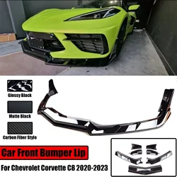 Dla 2020-2023 Chevrolet Corvette C8 Z51 STG 2-drzwiowy przedni zderzak samochodowy Spoiler spoilera Splitter Winglet Styl włókna węglowego Styl ZR1