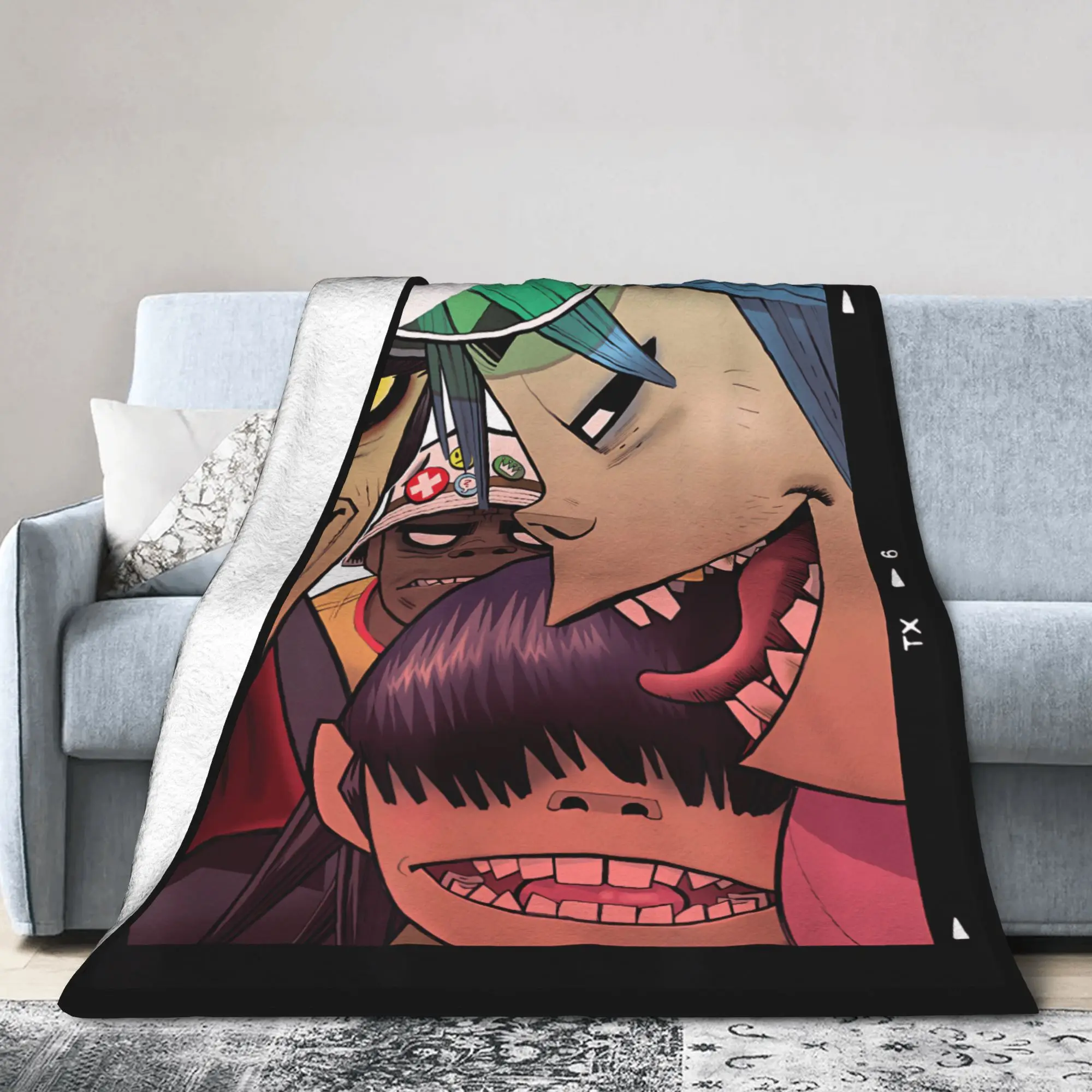 Polaroid Slide Gorillazs Blanket  Airplane Travel Flannel Throw Blanket For Couch Chair Soft Warm Quality Bedspread Gift Idea