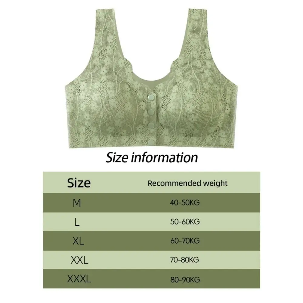 Without Steel Ring Sexy Lace Underwear Comfortable Thin Tank Top Bra Wireless Floral Printed Bras for Older Women Ladies