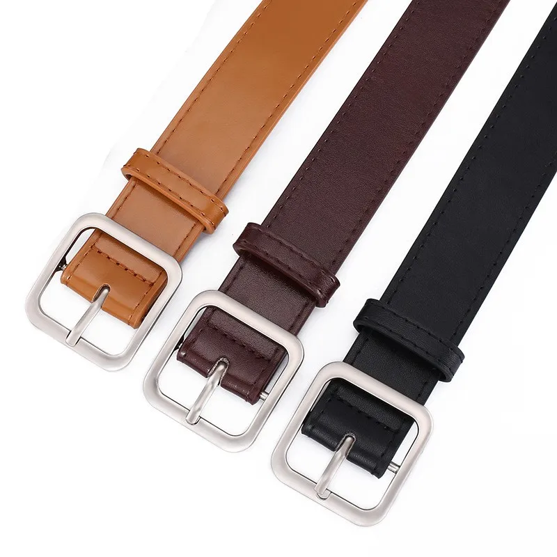 New Women's Belt Square Buckle Student Retro Fashion Korean Edition Trendy Decoration Casual Pants Belt Women's Explosive Style