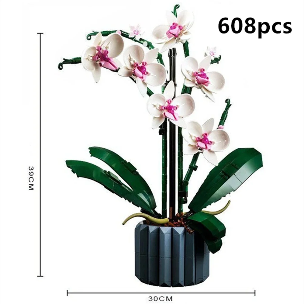 Funny Joy Orchid Flowers Bouquet Flower Blocks Bonsai Plant Model Bricks Romantic DIY Home Decoration for Kids Gift Toy image 6