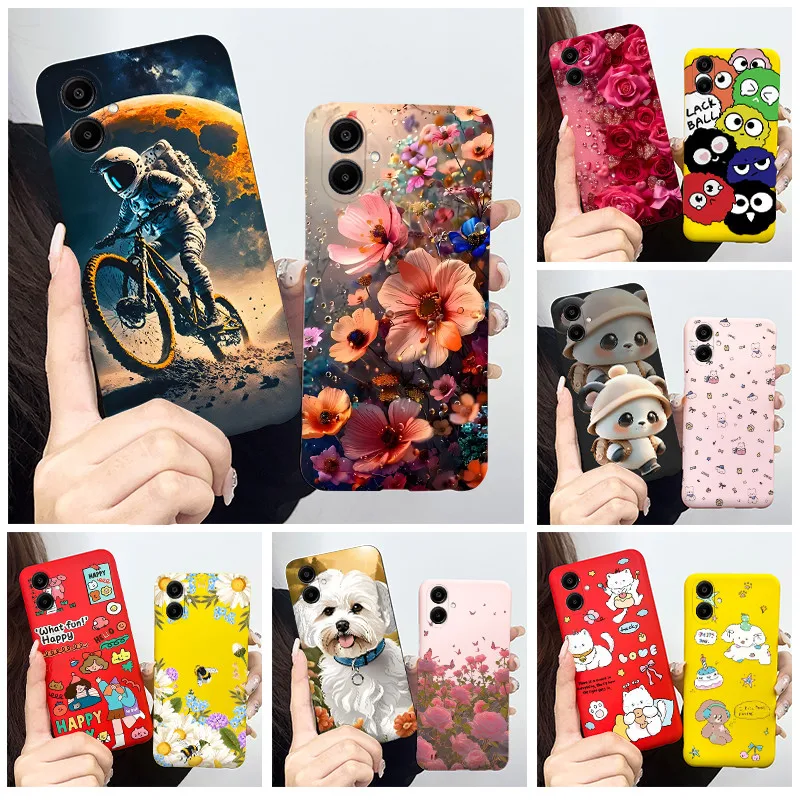 Para Samsung Galaxy A06 carcasa A065 SM-A065F A06 4G GalaxyA06 funda lindo astronauta Panda flores patrón caramelo suave funda de silicona