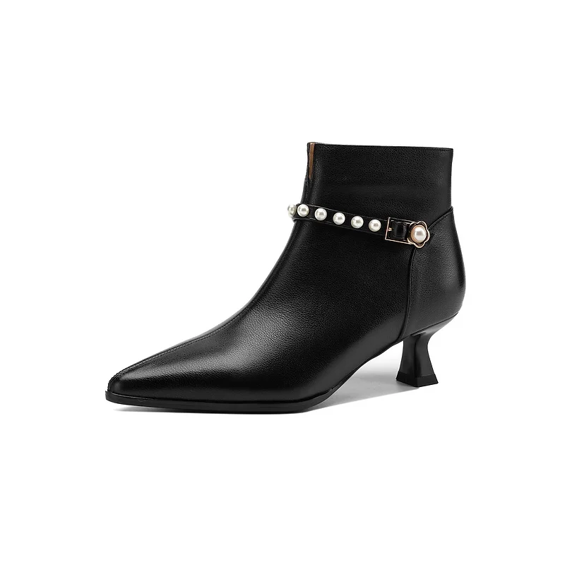 New Belt Buckle Ankle Boots 2027 Fashion Side Zipper Women's Boots Hot Sale Metal Decoration Office and Career Women's Shoes