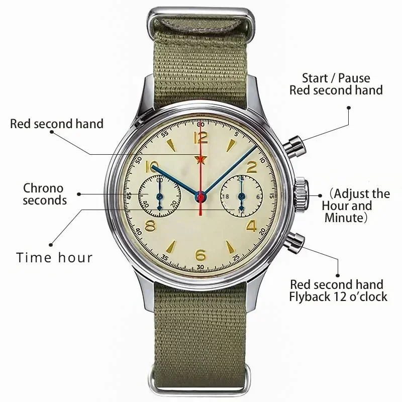 Zegarki męskie 1963 pilote, automatyczny zegarek 42mm, wodoszczelny, retro, kwarcowy chronograf, zegarek wizytowy vintage.