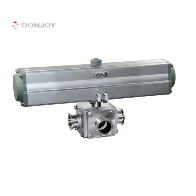 DONJOY SS304 316L Pneumatic food grade ball valve three way ball valve stainless steel ball valve