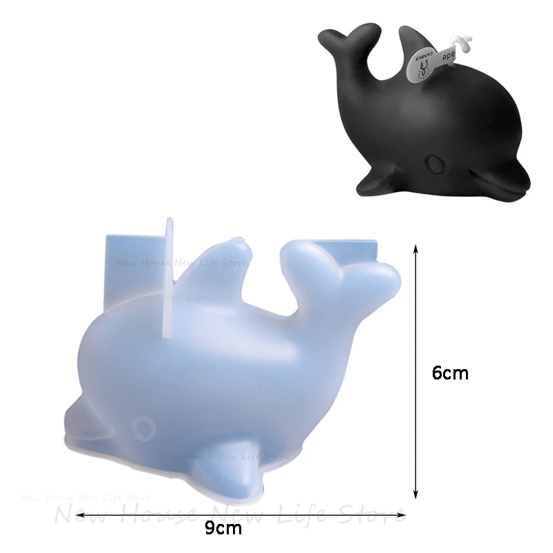 3d Dolphin Shaped Silicone Candle Mold Cute Dolphin Mould for Candle Making Supplies Gypsum Soap Handmade Scented Decor Tools