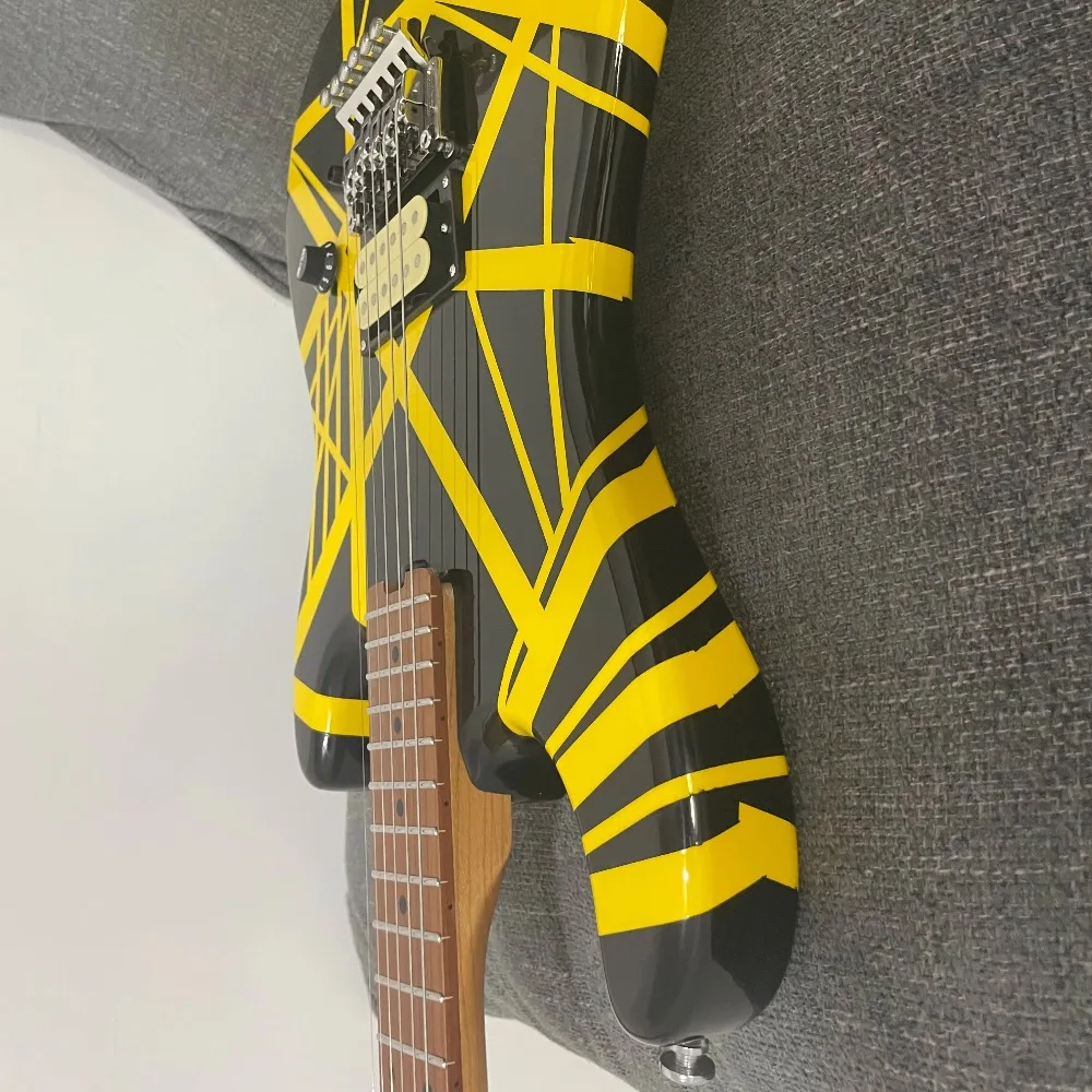 Handmade 2026 High Quality Yellow And Black Line Guitars Floyd Rose Tremolo Bridge Maple Fingerboard guitar