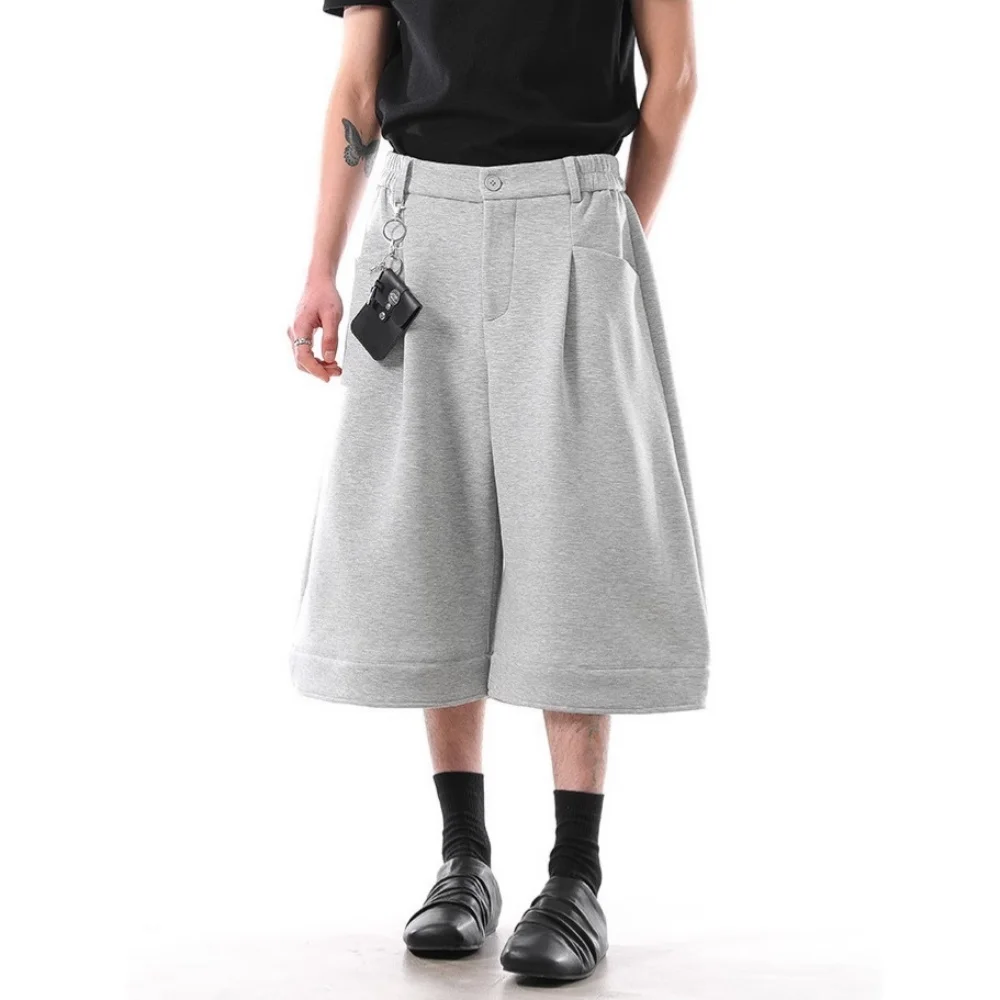 

American street design, white solid color clean fit, 7 points street wear, casual versatile, solid color men's pants