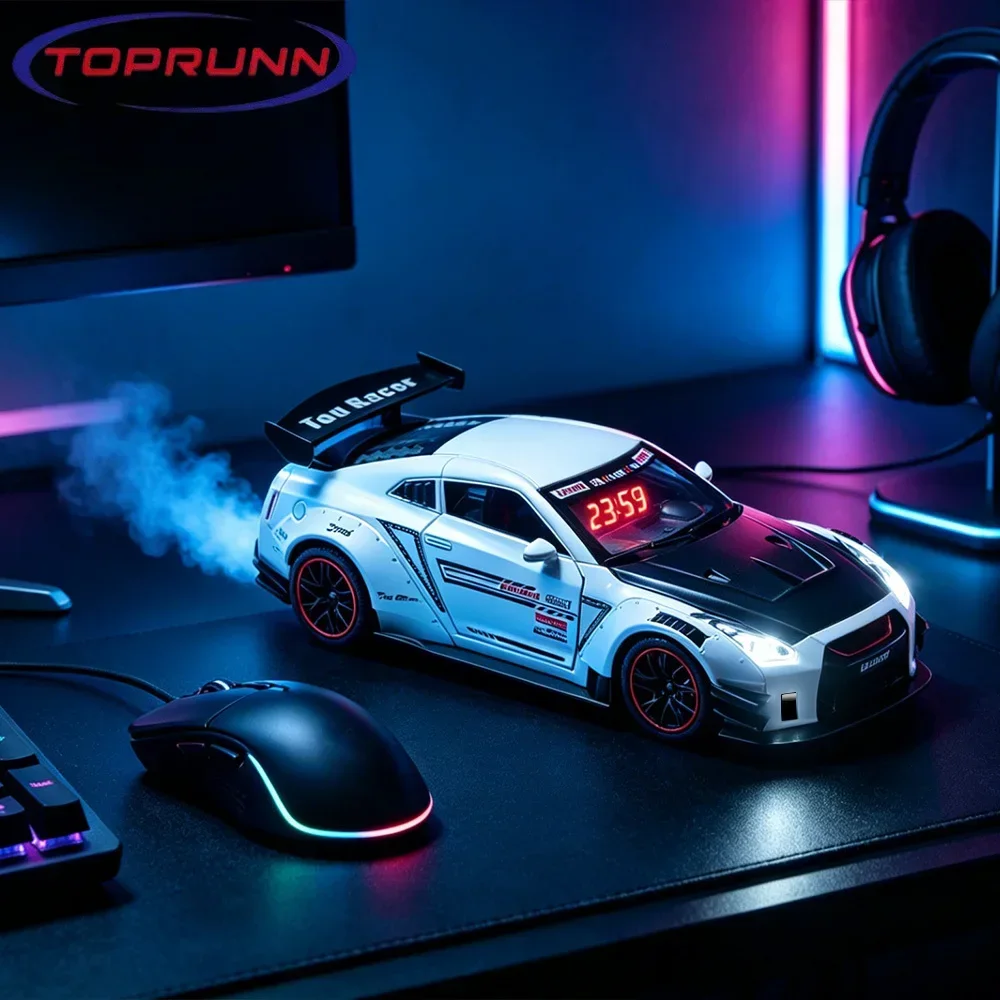 Hypercar Alarm Clock Engine Sounds and Dynamic Flame Effects,Super Car Alarm Clock with Crystal Clear LED Display Screen