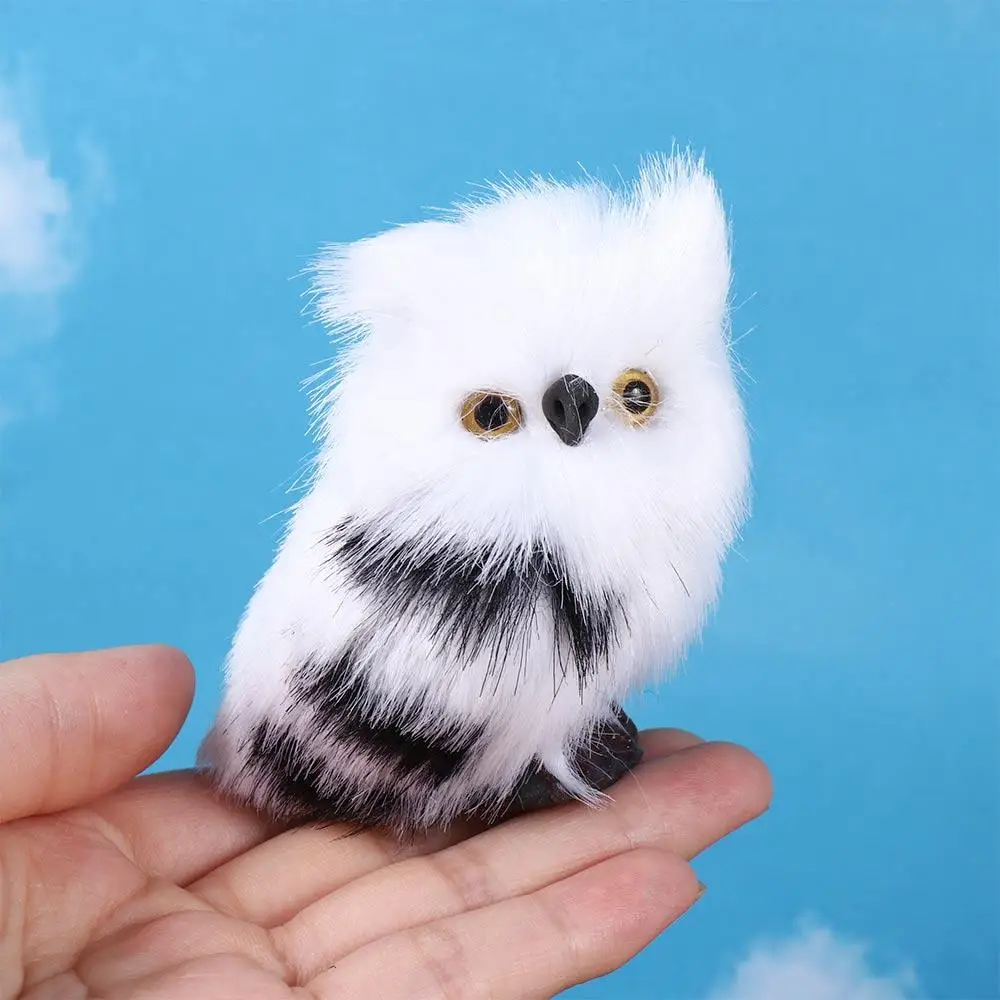 Owl Miniature Figurines Furry Bird Garden Decor Desktop Craft Lifelike Animal Owl Owl Ornament Artificial Owl Owl Plush Toys