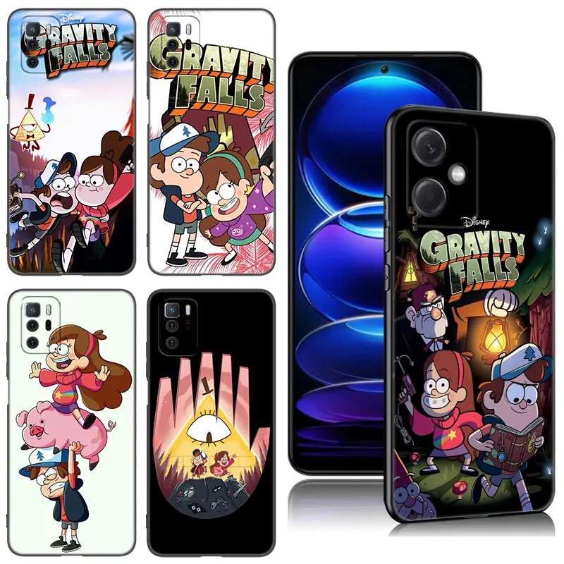 Gravity Falls Pig Black Silicone Phone Case For Xiaomi Redmi Note 9 10 11 11S 11T 12 13 Pro 5G Plus 9S 10S 12S