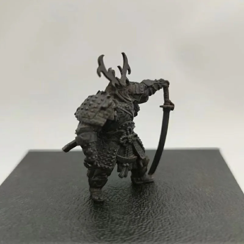Copper Japanese Shogunate Samurai Figurines Miniatures Vintage Metal Soldiers Model Statue Desktop Toy Ornament Decoration
