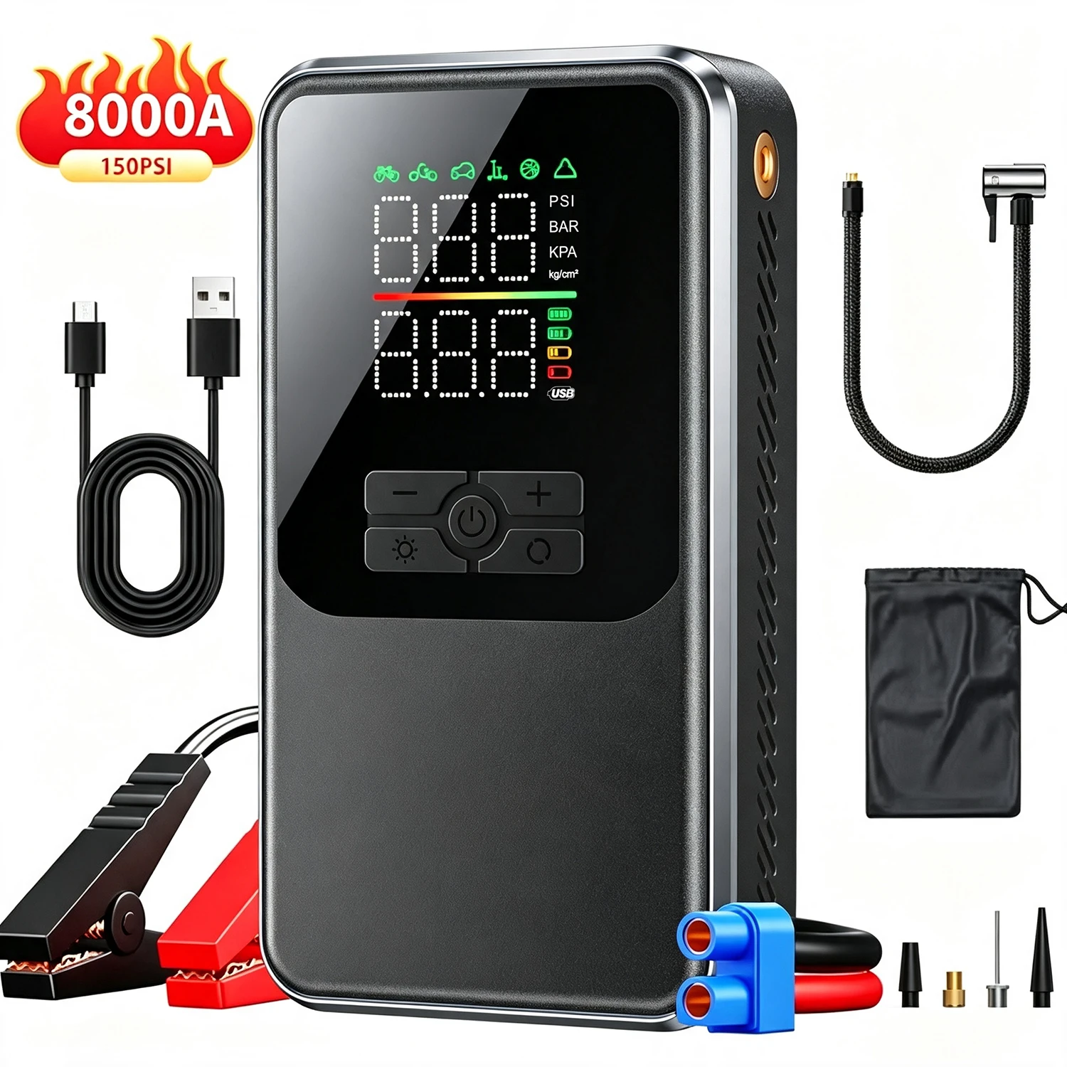 Wireless Peak Car Jump Starter, Portable Emergency Booster & Car Power Supply, All-in-One Backup Power for Vehicle SUV Truck