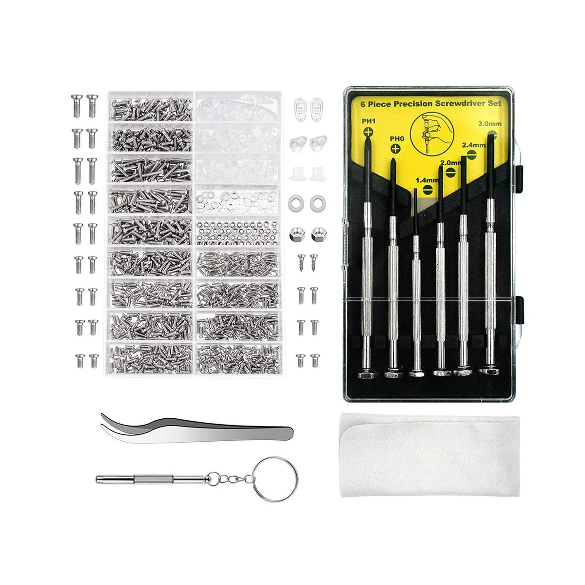 

Eyeglasses Repair Kit, 1000PCS Eyeglass Screws and 6 Pcs Screwdrivers for Eyeglasses, Watch Clock Spectacle Repair