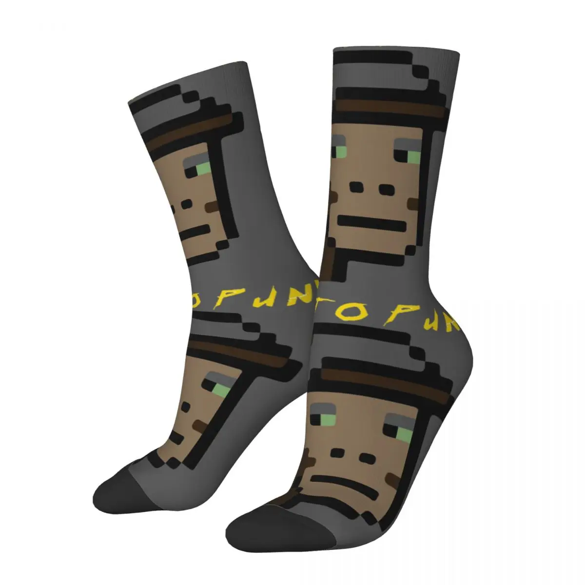 Funny Crazy compression CRYPTOPUNK Sock for Men Hip Hop Harajuku NTF Non-fungible Token Happy Quality Printed Boys Crew Sock