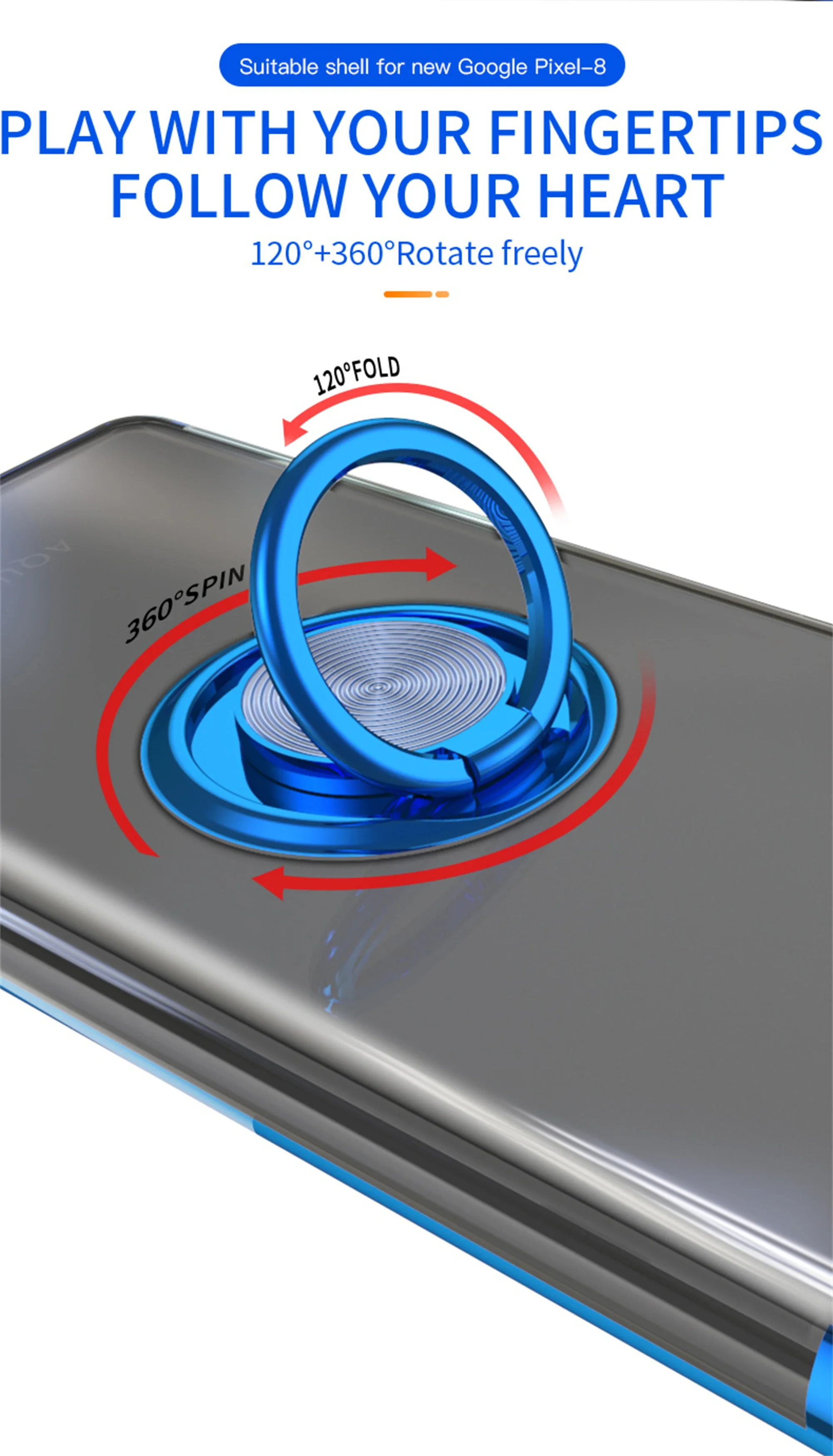 Slim Plating Clear Magnetic Phone Case for Google Pixel 9Pro 9 8Pro 8A 8 7Pro 7A 7 6A 5A Metal Ring Kickstand Cover