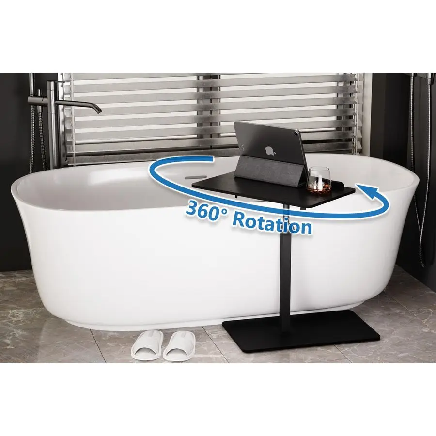 طاولة نهاية على شكل، 20 عرض × 14 لتر، 1731 ارتفاع قابل للتعديل، سطح مكتب دوار وقابل للدوران، طاولة جانبية قابلة للطي للمساحات الصغيرة، خشب الجوز الأسود #4