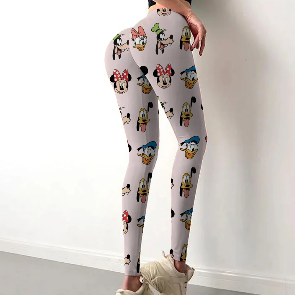 Mickey Mouse Pose กางเกงขายาวเซ็กซี่ออกกําลังกายกางเกงโยคะ Push Up Quick-DRY กีฬา Tights Breathable พิมพ์ Leggins