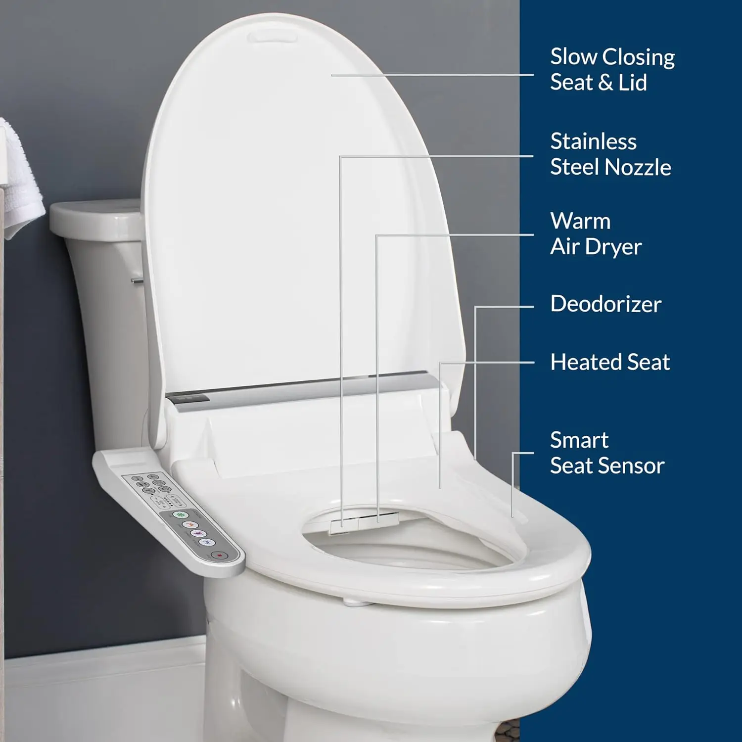 Sedile wc rotondo bianco Bliss BB-1700 Bidet