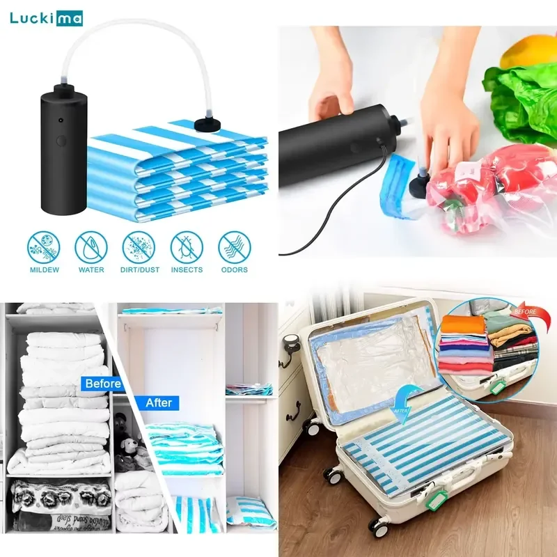 

Electric Vacuum Storage Pump for Travelling Home Clothes Blankets Portable Hand Sous Vide Food Saver Vacuum Bags Sealer