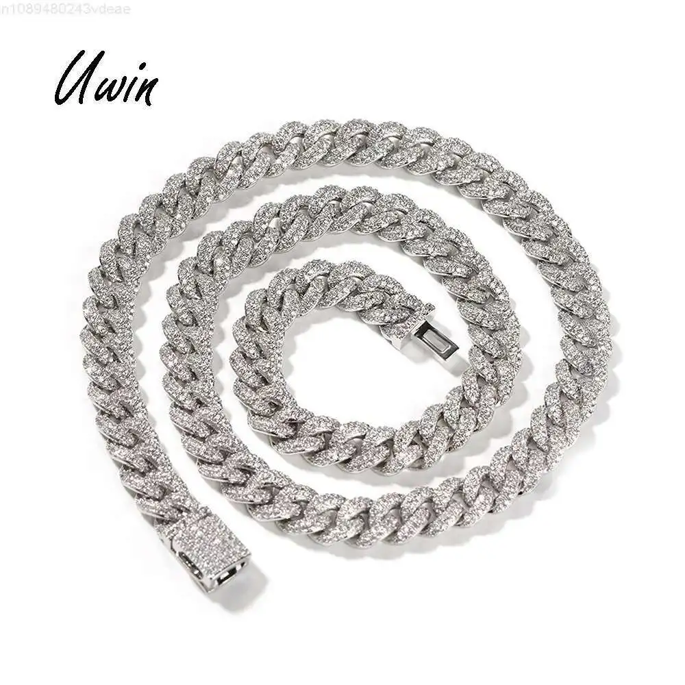

8mm Cuban Link Chain Encrypted Full Diamonds Necklace Bracelet Hip Hop Chain for Women Man Rapper Jewelry