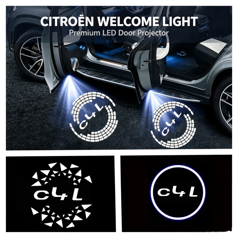 2PCS Ghost Shadow LED Car Door Courtesy Projector Welcome Lamps For Citroen C4L 2013‑2016 Interior Modification Accessories