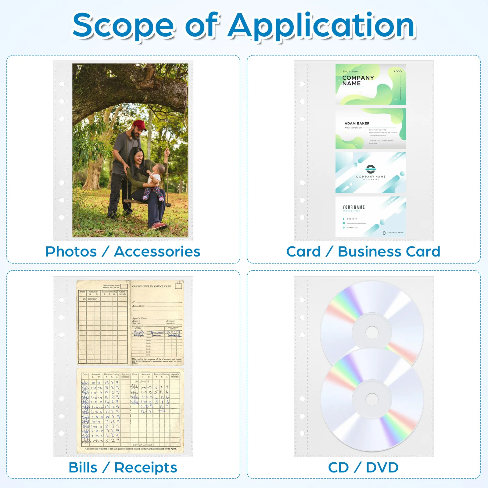 1Pcs Plastic Transparent Display Booklet PP Inner Page Bag Album Storage Protective Cover for Photos Certificates