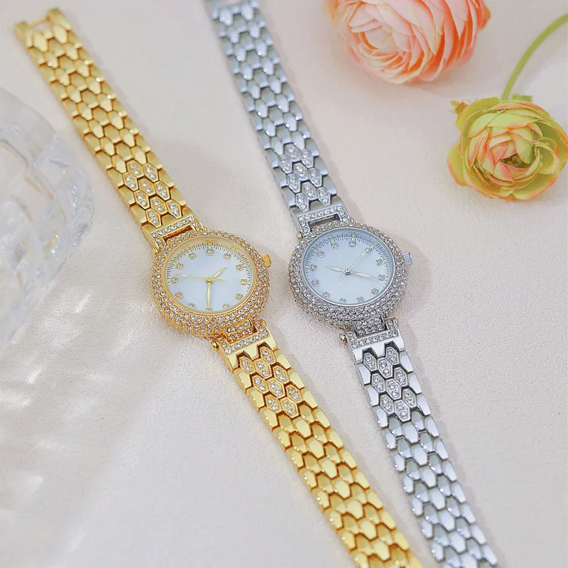 Luxury Women Shiny Bracelet Watches Rose Gold Watch Fashion Ladies Elegant Quartz Diamond Wristwatch Female Watch Women Gift