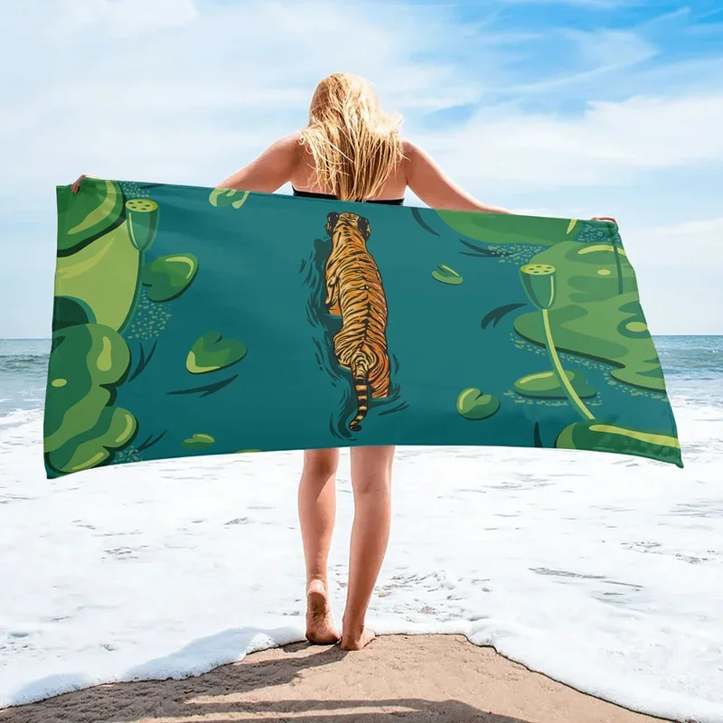 Tiger-Toalla de playa de microfibra para adultos, de secado rápido para Fitness Toalla de baño, Spa, deportes, natación, Camping, esterilla de Yoga, cubierta de Bikini