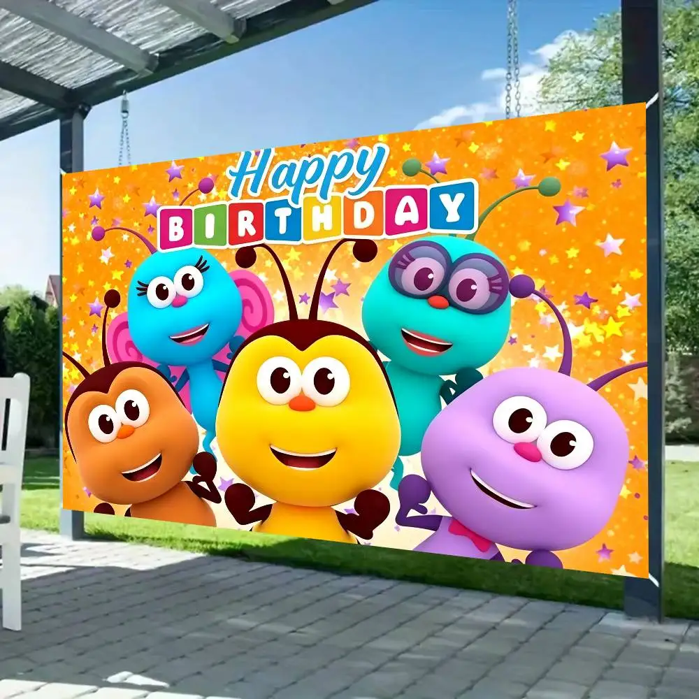 Cartoon Bichi Kinder 1. Geburtstag Anime-Thema Hintergrund Happy Birthday Party Dekoration Kinder Geschenk Banner Rosa Poster Requisite