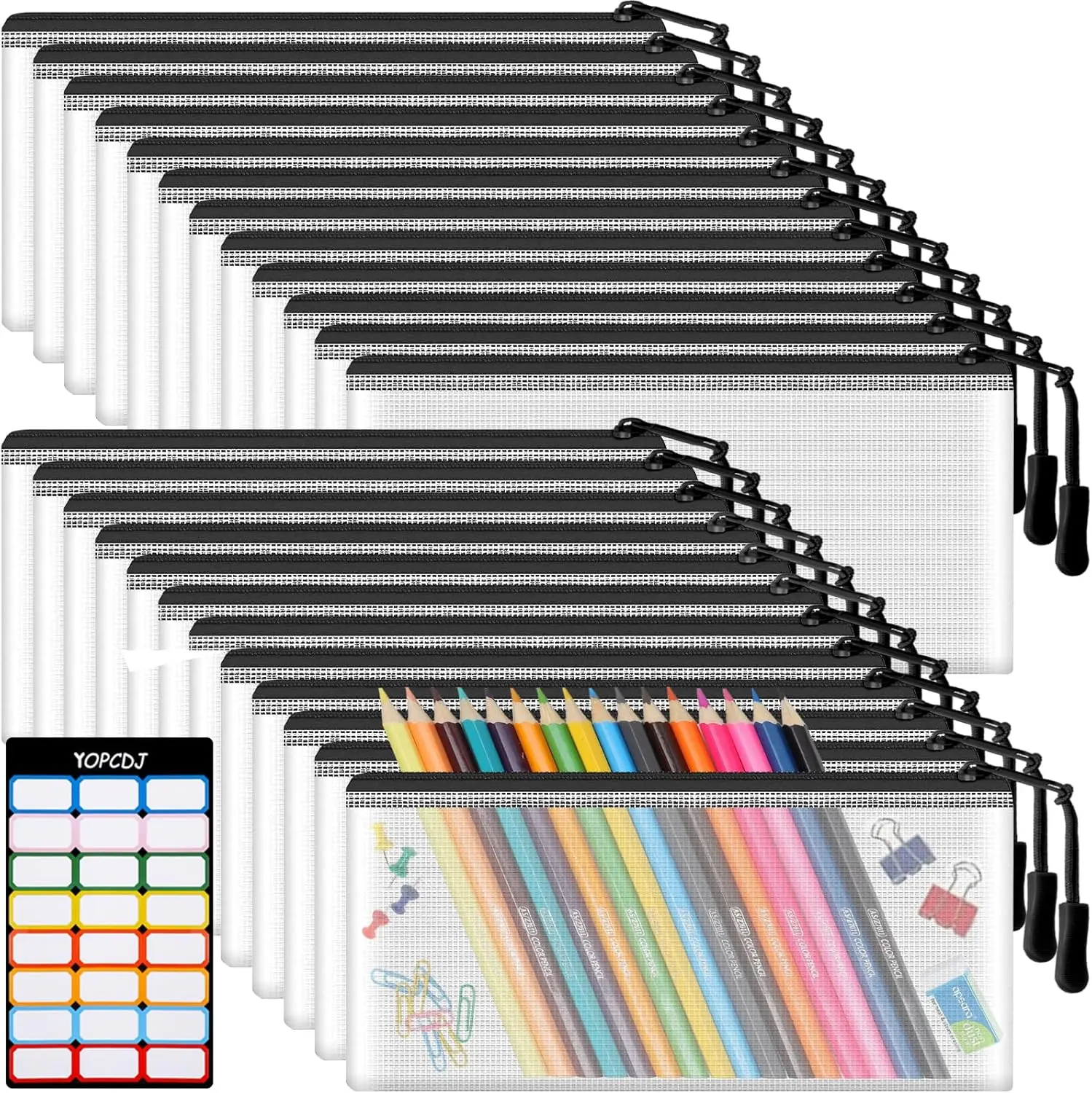 

24 шт. сетчатые сумки на молнии, черные маленькие прозрачные сумки, оптовая дорожная косметичка, организация классных и офисных принадлежностей