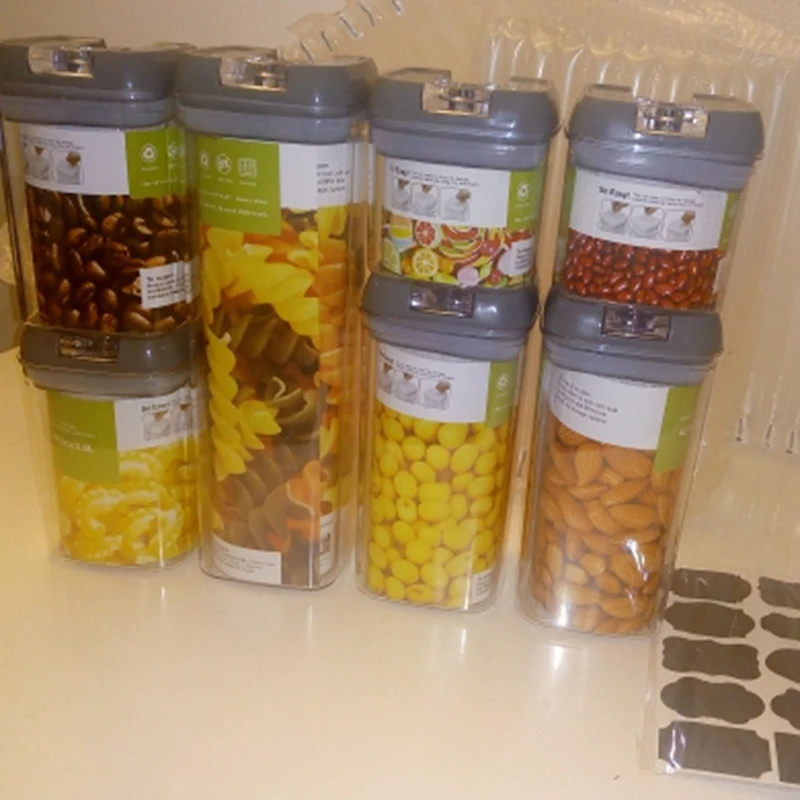 7Pcs Food Storage Container Set,Airtight Plastic Kitchen And Storage Clear Food Canister With Durable Lid