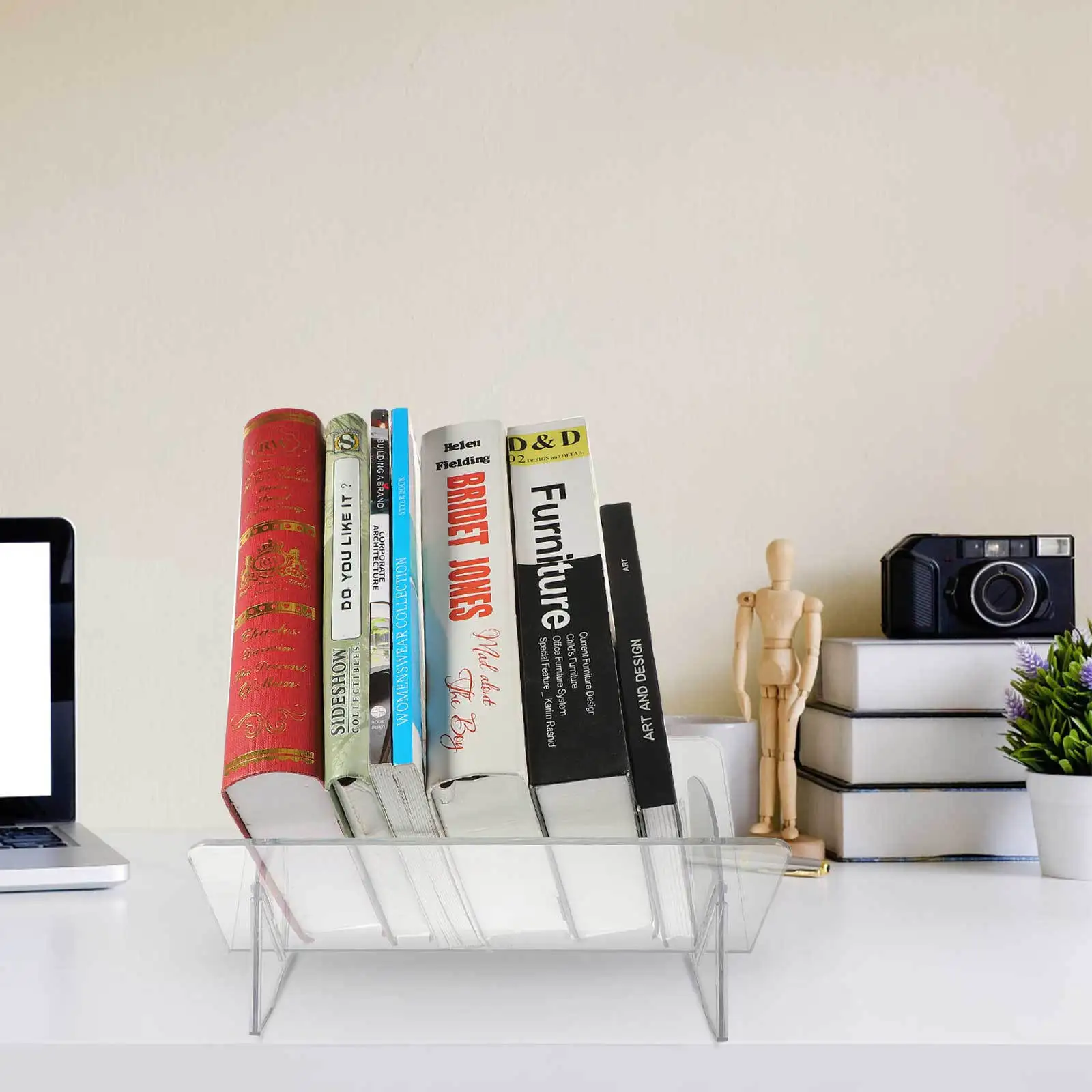 

Transparent Book Storage Rack Desktop Organizer Practical Stable Book Holder for Desk Use Desktop Bookcase Small Desk Shelf