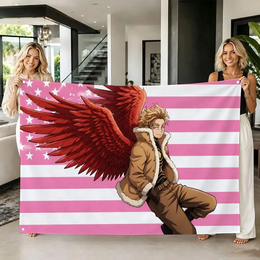 Keigo Takami Hawks Pink American Flag Flags Tapestry Creative Pattern Photo Living Room Wall Art Party Outdoor Decor