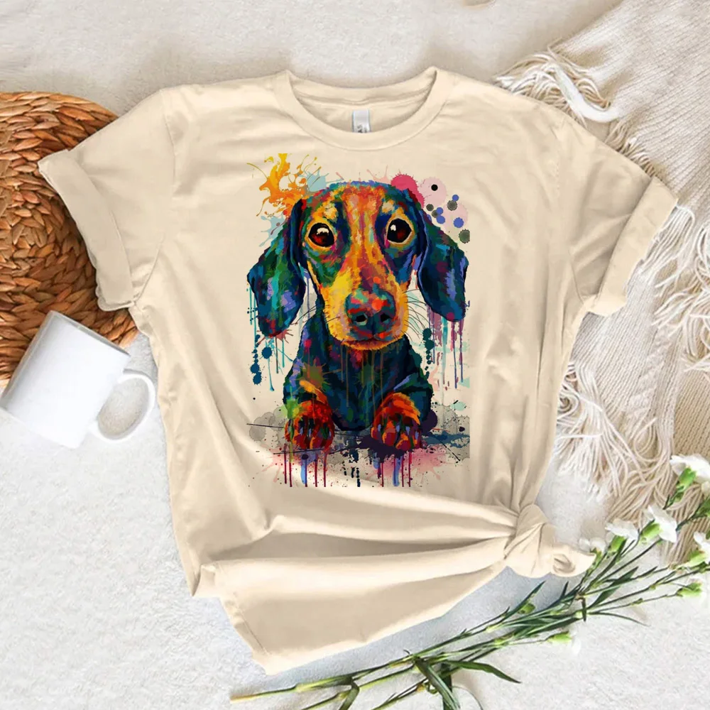 

Dachshund top women comic active wear funny top female streetwear clothes