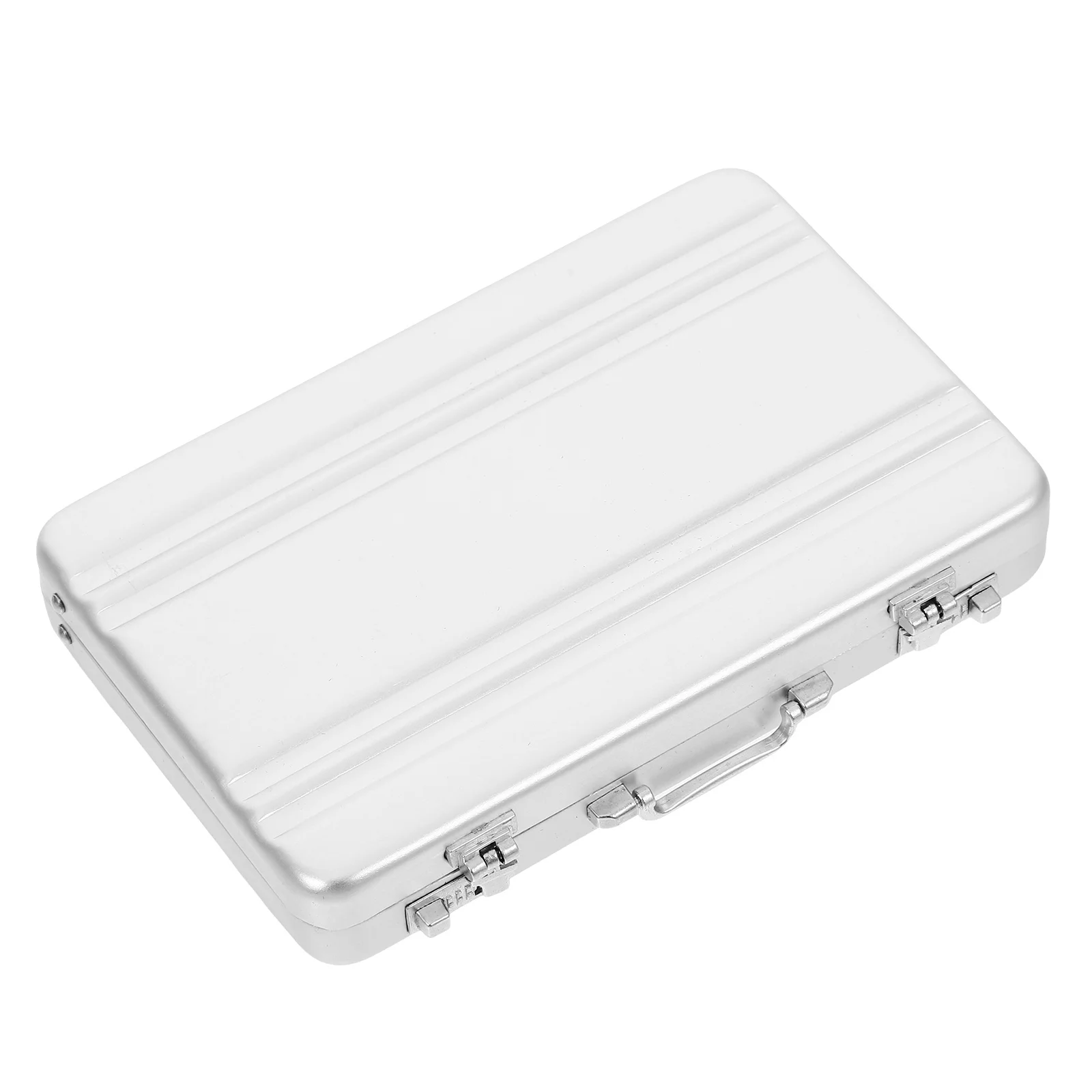 Portable Aluminum Alloy Business Card Box Name Cards Organizer Convenient ID Card Storage Case with Handle Suitcase Shaped Card