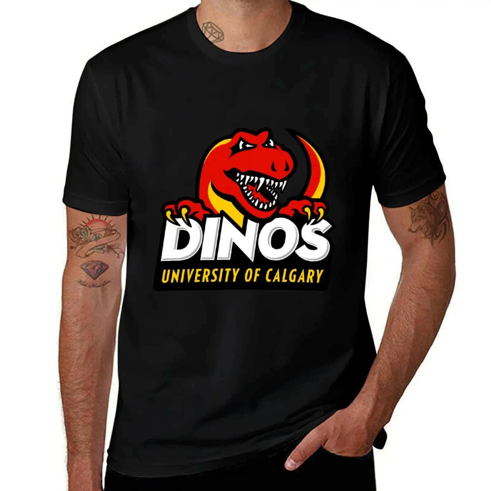 

Calgary Dinos Sticker T-Shirt graphic shirts vintage anime shirt custom t shirt hippie clothes mens workout shirts