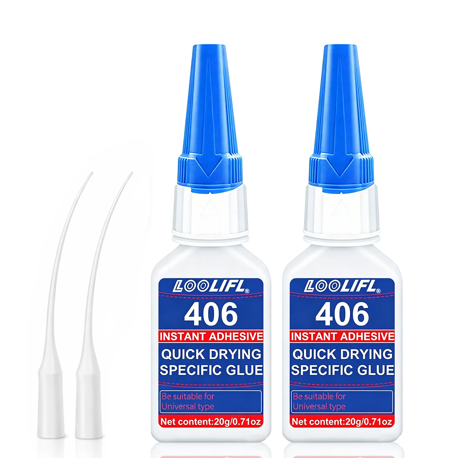 LOOLIFL 406 Superkleber 20g Sofortkleber Flüssigkleber für Kunststoff Gummi Metall Holz Keramik Allzweck-DIY-Bastelkleber für Heimreparaturen