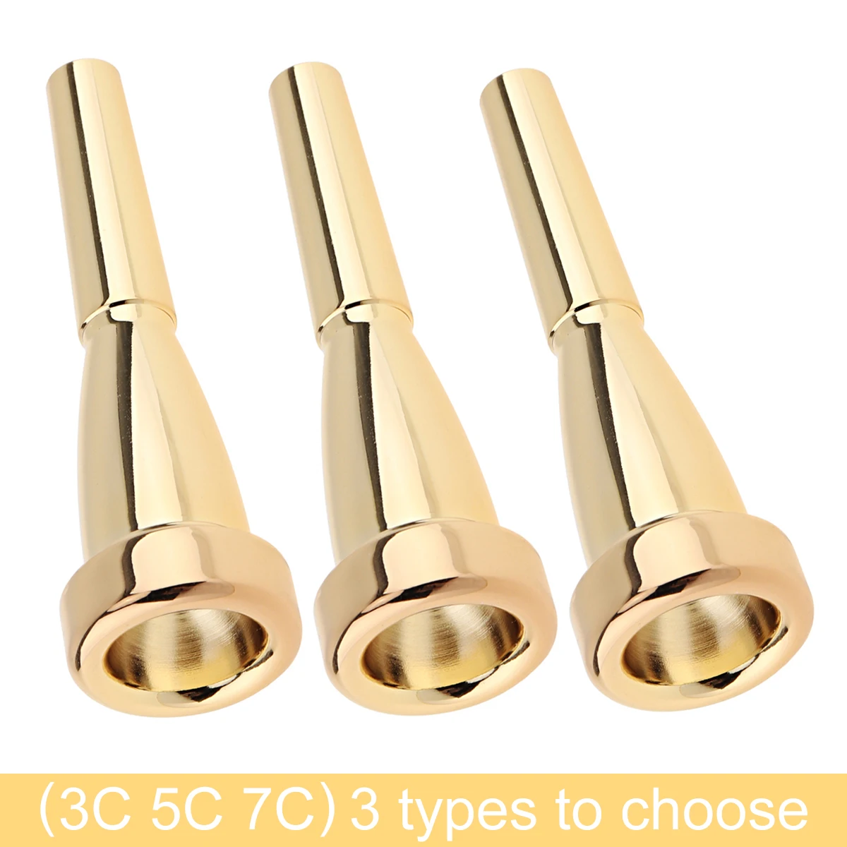 

3C 5C 7C Gold Plated Metal Trumpet Mouthpiece Bullet Shape Fit for Yamaha Bach Conn and King Trumpets
