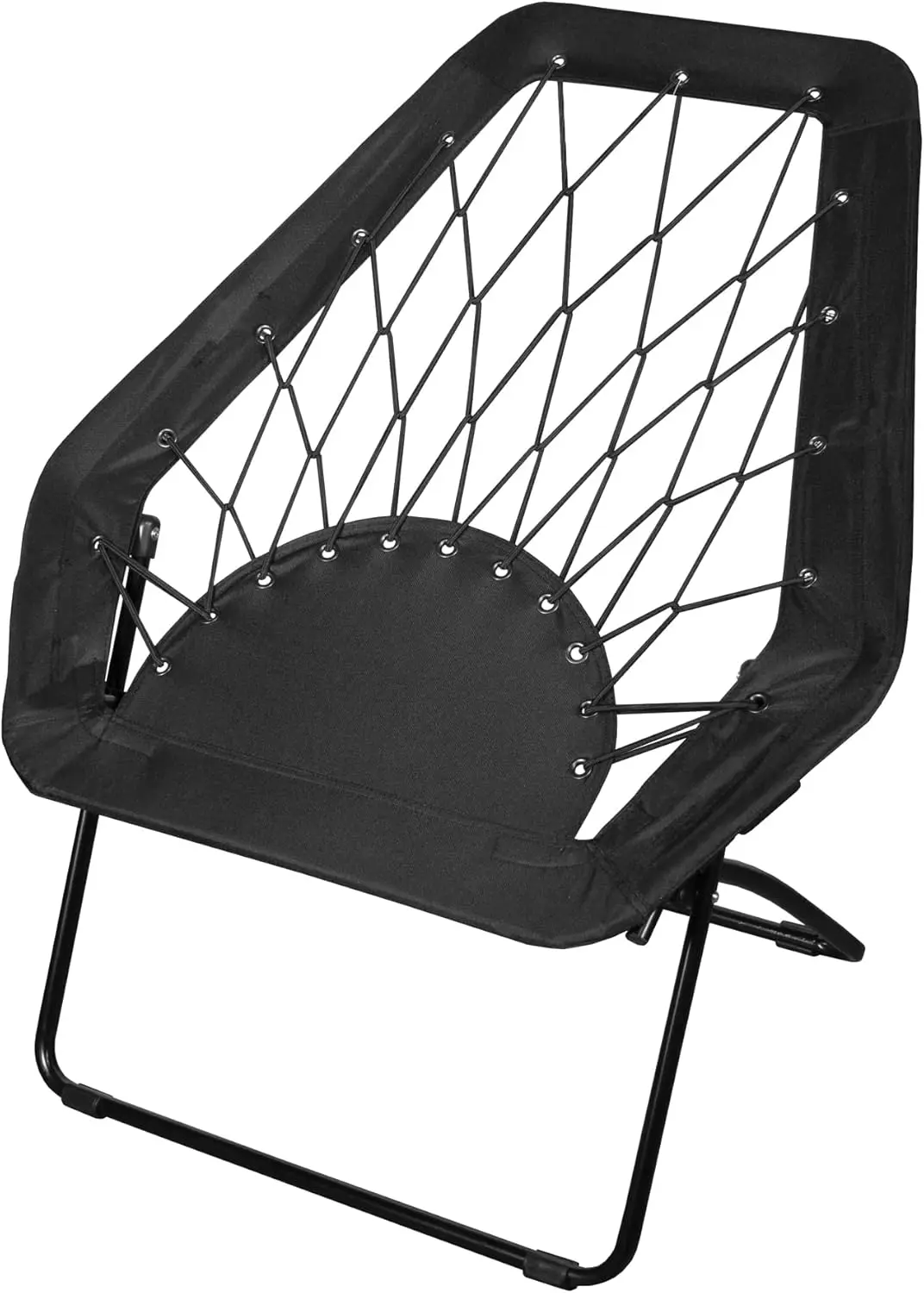 

Zenithen Black Hexagon Portable Folding Metal Framed Bungee Chair, Perfect For Dorm Rooms, Bed Rooms, Living Room, Camping, And