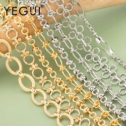 YEGUI-Chaîne CBahn plaquée or 18 carats pour la fabrication de bijoux, rhodium, cuivre, métal, breloques, bracelet, collier, bricolage, 0.3 agie, 1 m/lot