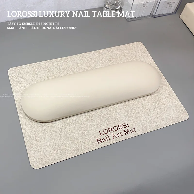Double-Sided Leather Manicure Table Pad, Brown Nail Shooting Prop, Dirtproof Waterproof Hand Rest Cushion Tool