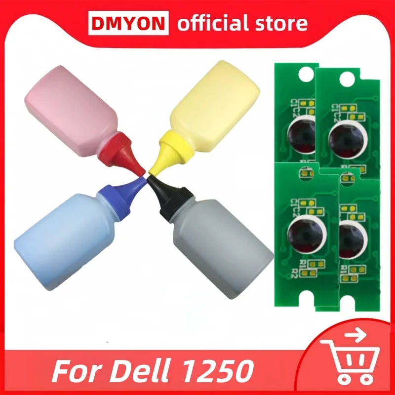 

DMYON Toner Cartridge Rest Chip Toner Powder Compatible for Dell for Color Laser 1250 1250C 1350 1350CNW CM1355 1355CN 1355CNW
