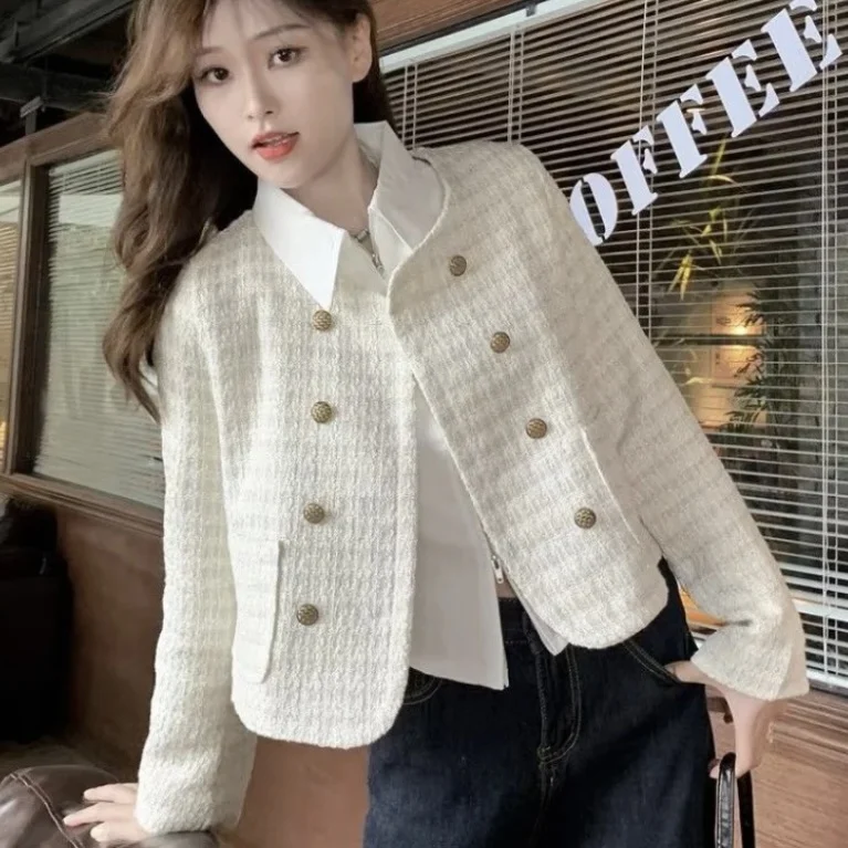 ort Mantel Jaet Damen Faion Design Herbst 2025, Tweed Long Sve, vielseitiges Top, trendiges Small Fraance Sle Strickpullover...