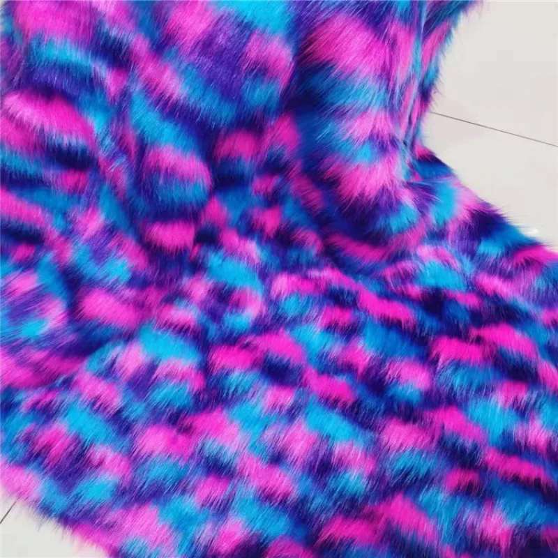 High Gram Multi Tone Blue Purple Pink Faux Fur Fabric Coat Hats Costumes Beanies Shawl  Scarf Leg Warmers Plushies Fur 50x180cm